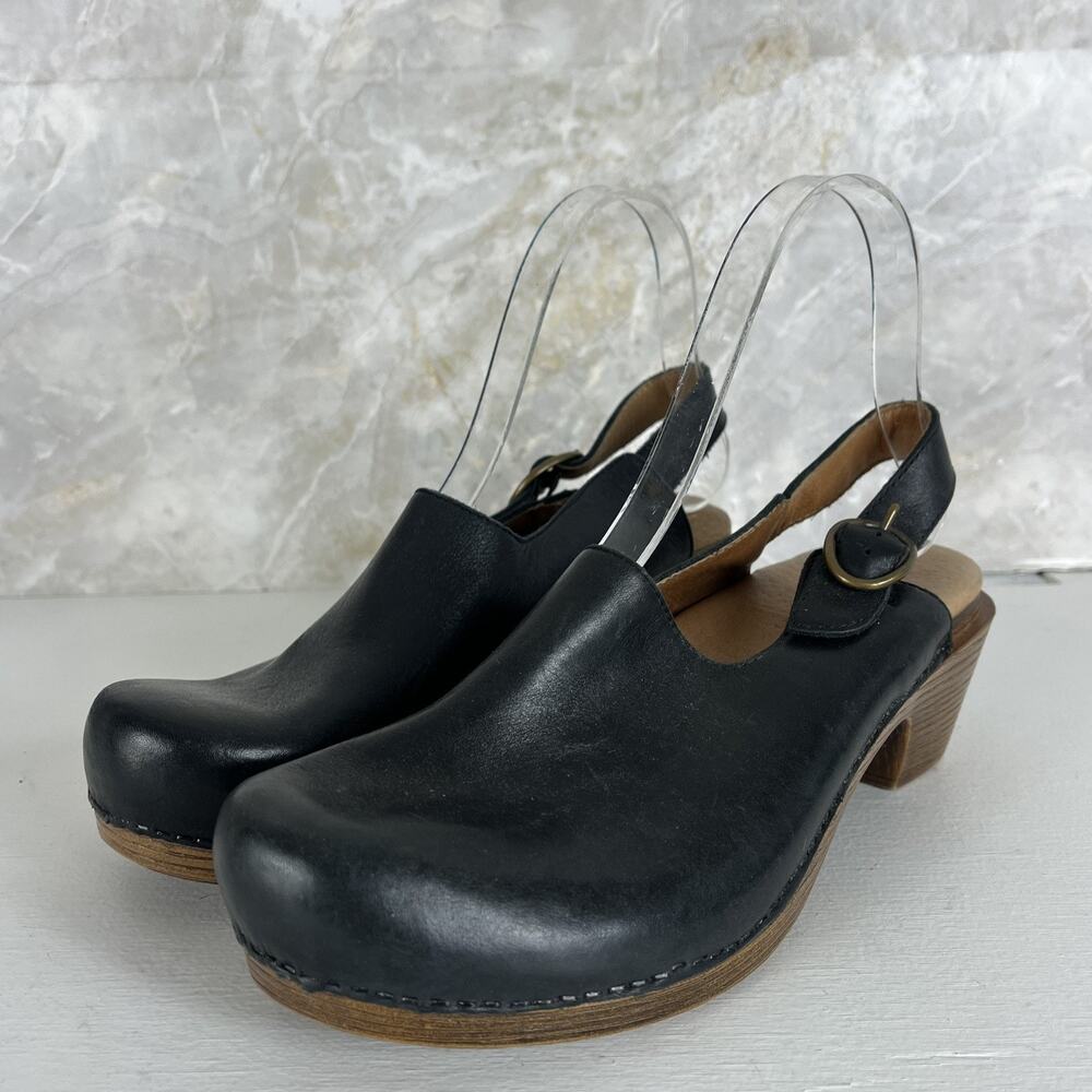 Dansko Madison Black Slingback Clogs US 7.5 EU 38 Adjustable Strap Platform Heel